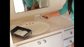 How to Paint Old Bathroom Countertop amp Vanity Sink Easy amp Gorgeous Transformation BeforeAfter [upl. by Aryamoy606]