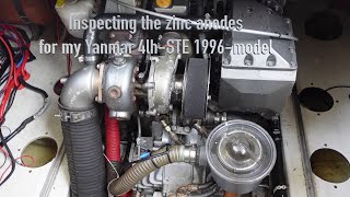 Inspecting zinc anodes on Yanmar 4LHSTE [upl. by Eyoj]