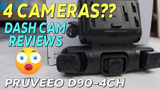 Pruveeo 4 Channel Dash Cam Review Unboxing D904CH [upl. by Ahsimit193]