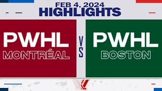 PWHL Highlights  Montreal vs Boston  February 4 2024 [upl. by Eilatan]