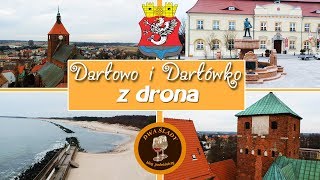 Darłowo i Darłówko z drona z lotu ptaka  atrakcje turystyczne Polski  plaża i zabytki [upl. by Roid564]