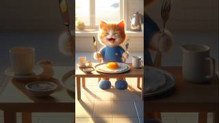 A Ginger Kitten’s Love for Fried Eggs🥚🥚🐈🐈😻kitten kittenshorts catanimation [upl. by Annaegroeg]