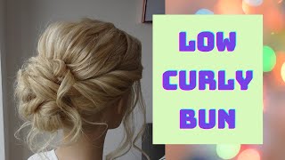 How to do a low curly bun hair tutorial [upl. by Nilcaj138]