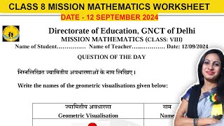 DOE class 8 question of the day worksheet solution  12 September 2024 [upl. by Virgin]