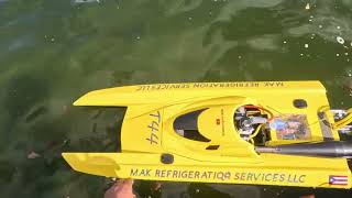 T44 with 26cc modded test at the pondrcboat zenoah racing rcboating racing msd [upl. by Acireh223]