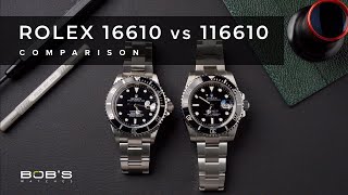 Rolex 16610 vs Rolex 116610 Submariner Comparison Review  Old Pre Ceramic Vs New Ceramic [upl. by Nonnairb]