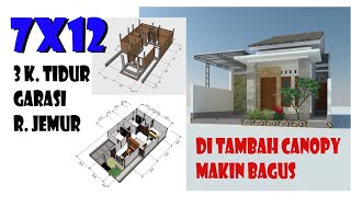 RUMAH MINIMALIS 7 x12 3 KAMAR TIDUR ADA GARASI [upl. by Rotceh]