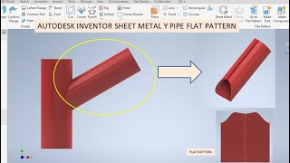 YJoint Pipe Flat Pattern in Autodesk inventor Sheet metal  Sheet metal Basics  Inventor Tutorial [upl. by Hgielak]