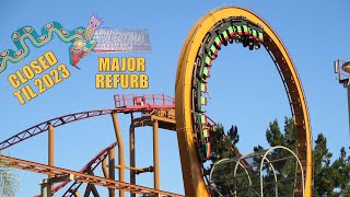 Montezoomas Revenge Closed Until 2023 Knotts Berry Farm Shuttle Loop  Whats Happening amp Review [upl. by Anelak96]