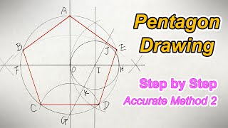 How to Drawing Pentagon with an Unscaled Ruler and Compass Accurate Method 2 [upl. by Ijar]