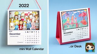 How to Make a 2022 mini Calendar Super EASY  Fan Art Winners [upl. by Hurlee]