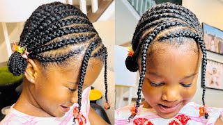 Kids Stitch Braids  toddler braids  braids and beads How to add beads [upl. by Sahpec]