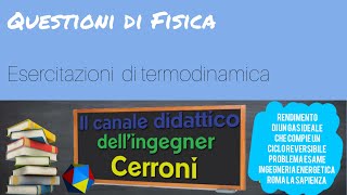 Calcolo del rendimento di un gas che compie un ciclo problema Sapienza  14 [upl. by Pavkovic]