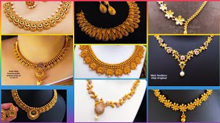 Gold necklaceSouth Indian Jewelry Delicate NecklaceWedding necklaceBridesmaid necklace youtube [upl. by Ellehcem]