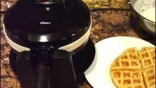 Oster Duraceramic Flip Waffle Maker Unboxing Review and Tutorial [upl. by Anahpos]