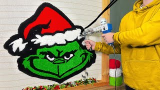 ASMR Rug Tufting  Grinch Christmas Rug Start To Finish [upl. by Leonie]