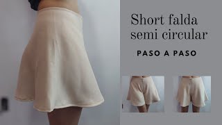 PASO A PASO SHORT FALDA SEMI CIRCULAR PATRONAJE Y CONFECCION [upl. by Ahsitaf822]