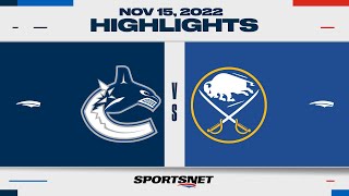 NHL Highlights  Canucks vs Sabres  November 15 2022 [upl. by Oivlis249]