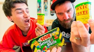 SOUR CANDY TASTE TEST  TOXIC WASTE [upl. by Htebazle]