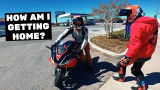 APRILIA RSV4 BREAKS DOWN 1500 MILES FROM HOME [upl. by Janean]