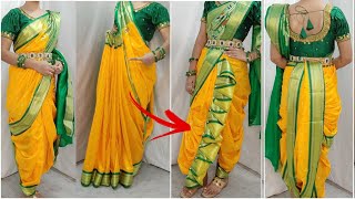 How to easily drape your 9 meter saree perfectlyZigZag nauwari saree drapingby GLAMBEAUTYYS [upl. by Anirbed173]