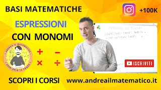 ESPRESSIONE CON I MONOMI 1  – × ÷  BASI MATEMATICHE [upl. by Rehtse]