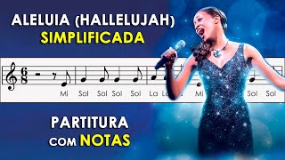 Aleluia Hallelujah  Partitura com Notas Flauta Doce Violino e Playback no Piano  Simplificada [upl. by Corsetti]