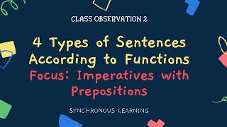 4 TYPES OF SENTENCES ACCORDING TO FUNCTIONS IMPERATIVES WITH PREPOSITIONSMELC ENGLISH 7 QUARTER 4 [upl. by Netfa272]