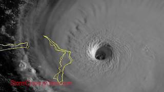 Hurricane Dorian Hitting Abaco Bahamas Visible Satellite 912019 [upl. by Allerus]