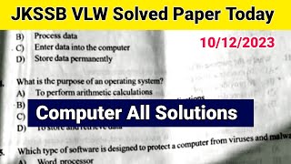 JKSSB VLW Computer Full Solutions  JKSSB VLW Solved Paper today  JKSSB VLW Exam [upl. by Airbmac]