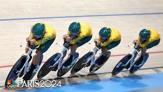 Australia speeds to cycling track team sprint bronze medal  Paris Olympics  NBC Sports [upl. by Okiek]