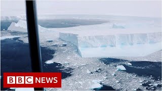 Video captures worlds biggest iceberg  BBC News [upl. by Ydospahr398]