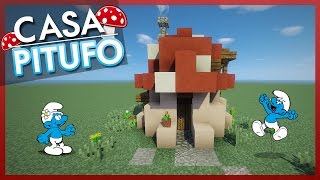 Minecraft Como hacer una CASA HONGO  CASA DE LOS PITUFOS  Tutorial [upl. by Imim]