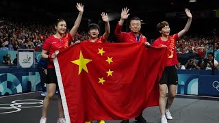 China earns a 300th Olympic gold medal with womens team victory in table tennis at Paris Games [upl. by Lleze]