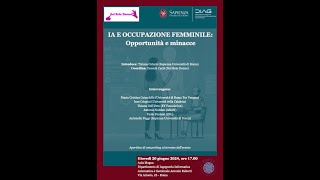 IA E OCCUPAZIONE FEMMINILE OPPORTUNITÀ E MINACCE [upl. by Ahsele]