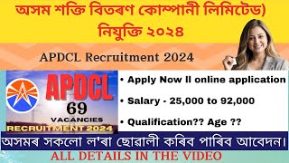 APDCL New Vacancy 2024 ✅  APDCL Recruitment 2024  APDCL New Post 2024 II Assam Govt Jobs II Jobs [upl. by Choong]