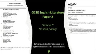 GCSE English Literature Paper 2 Section C Unseen poetry [upl. by Imij660]