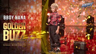 Bboy Nana puștiulfenomen care a primit Golden Buzz  Românii Au Talent S14 [upl. by Elnukeda]