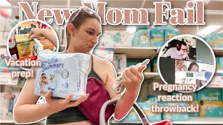 NEW MOM FAIL AT TARGET  Vacation Prep Costco Haul Pregnancy Test Reaction Throwback amp More [upl. by Yeliac117]