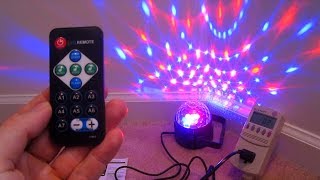 LED flashing light SOUND ACTIVATED Disco Ball REVIEW holiday music game room decoration [upl. by Reviere]