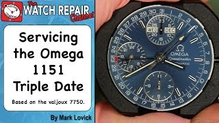 Service Omega Speedmaster 1151 Triple Date reconfiguration Valjoux 7750 Watch repair tutorials [upl. by Mctyre]