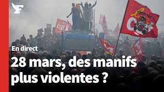 Grève du 28 mars suivez en direct les manifestations contre la réforme des retraites [upl. by Esilrac]