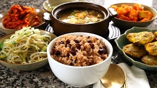 Korean red bean rice and side dishes 팥밥 [upl. by Secnirp705]