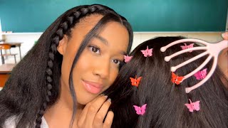 ASMR Girl Who’s Obsessed With You Plays With Your Hair On The First Day Of School 🤩💆 ASMR Hair Play [upl. by Gratia790]