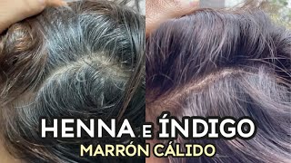 Henna e índigo para cubrir canas de marrón cálido [upl. by Heiney]