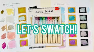 Let’s Swatch Hobby Lobby Clearance BrushTip Metallic Markers [upl. by Krahling]