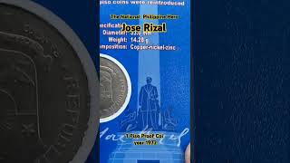 Philippine National Hero jose RizalPisoproofcoin1972 [upl. by Wehtta762]