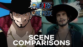 Zoro Vs Mihawk Anime Vs Live Action sidebyside comparison [upl. by Acinnad473]