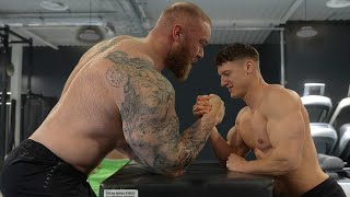 Arm Wrestling the WORLDS STRONGEST MAN ft The Mountain Hafthor Bjornsson [upl. by Ludwig687]