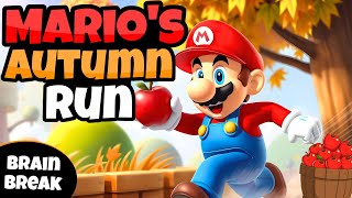 🍎 Marios Autumn Run 🍎  Fitness Run  Brain Break  MiniGames  GoNoodle Inspired [upl. by Adiela]